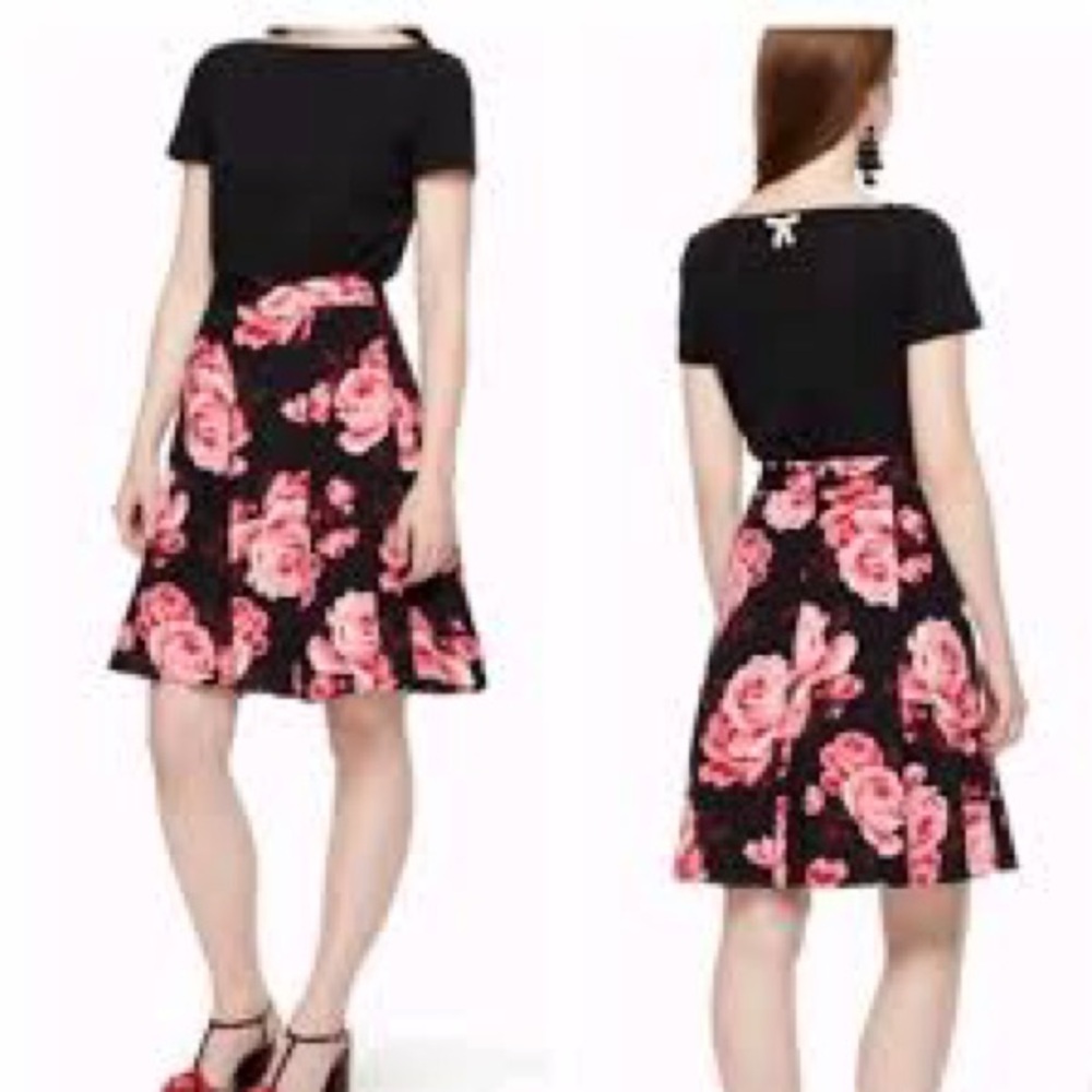 Kate Spade New York Rosa Crepe Lined Knee Length Pink Rose Skirt Size 0